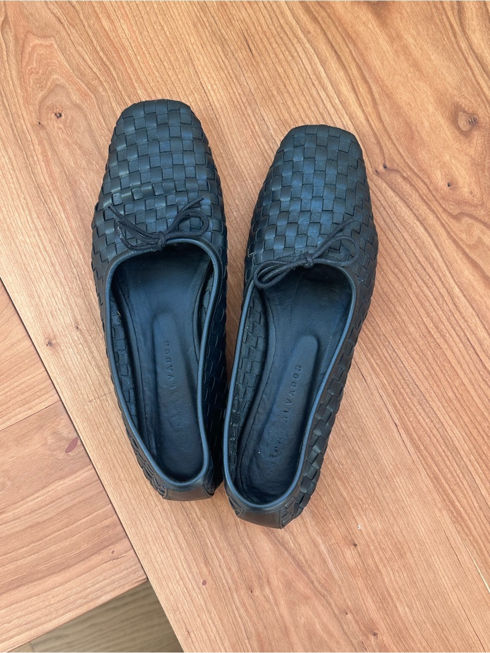 Freda Salvador Jada Square Toe Black Woven Flat - Picture 3 of 5